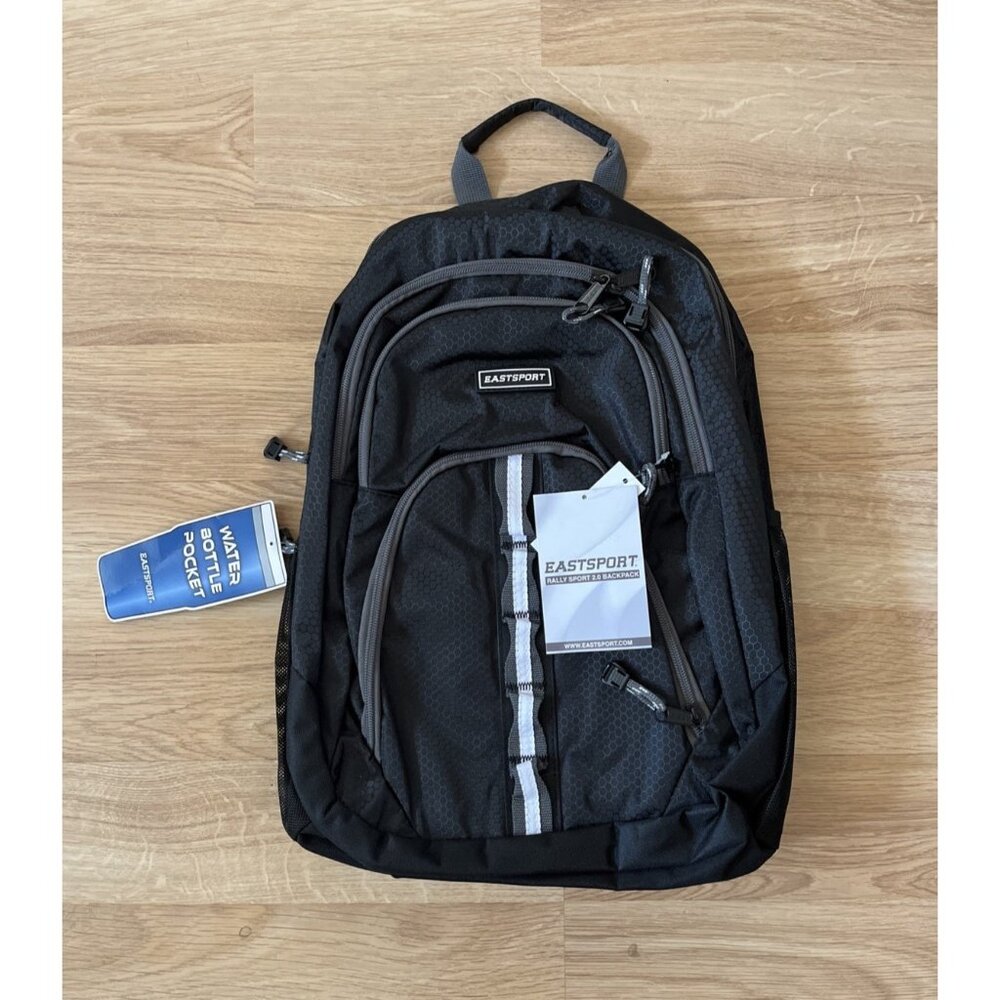 NWT Eastsport Unisex Rally Sport 2.0 Backpack Black Water Bottle Pockets